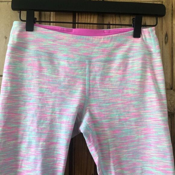 Ivivva Girls Lululemon Colorful Cropped Leggings Pink Green Cropped Size 12 / 14 - Picture 2 of 9